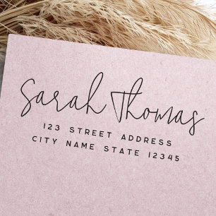 Carimbo De Borracha Endereço de devolução simples de script manuscrito