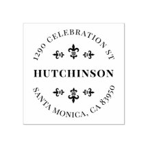 Endereço de devolução Vintage Fleur De Lis Round