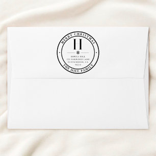 Carimbo De Borracha Endereço de Monograma Clássico de Feliz Natal