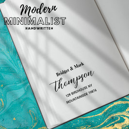 Carimbo De Borracha Endereço de Nome Manuscrito de Script Minimalista 