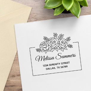 Carimbo De Borracha Endereço de quadro do Buquê Flores de Rosa para 