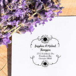 Carimbo De Borracha Endereço de retorno de margarida moderna