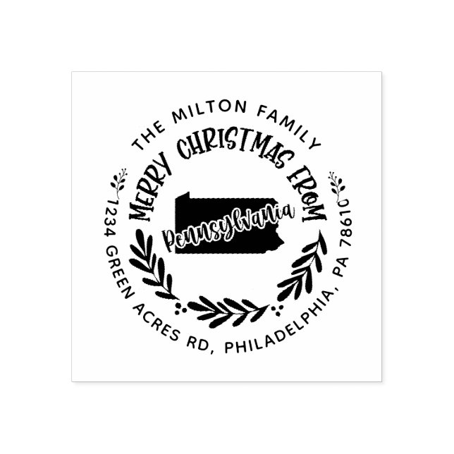 Carimbo De Borracha endereço de retorno de natal da pennênia russa mer (Impressão)