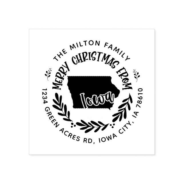 Carimbo De Borracha endereço de retorno de natal russo iowa feliz (Impressão)