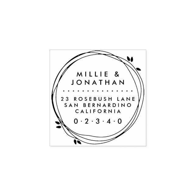Carimbo De Borracha Endereço de Retorno de Wreath Moderno Elegante de  (Impressão)