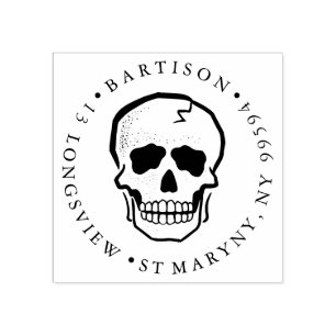 CARIMBO DE BORRACHA ENDEREÇO DE RETORNO DO CRÂNIO DE TATTOO