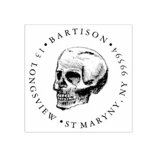 CARIMBO DE BORRACHA ENDEREÇO DE RETORNO DO CRÂNIO DE TATTOO