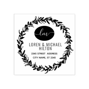 Carimbo De Borracha Endereço de retorno do monograma da camada de oli