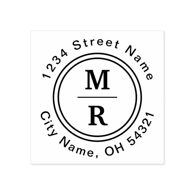 Carimbo De Borracha Endereço de Retorno do Monograma Personalizado Mod (Impressão)