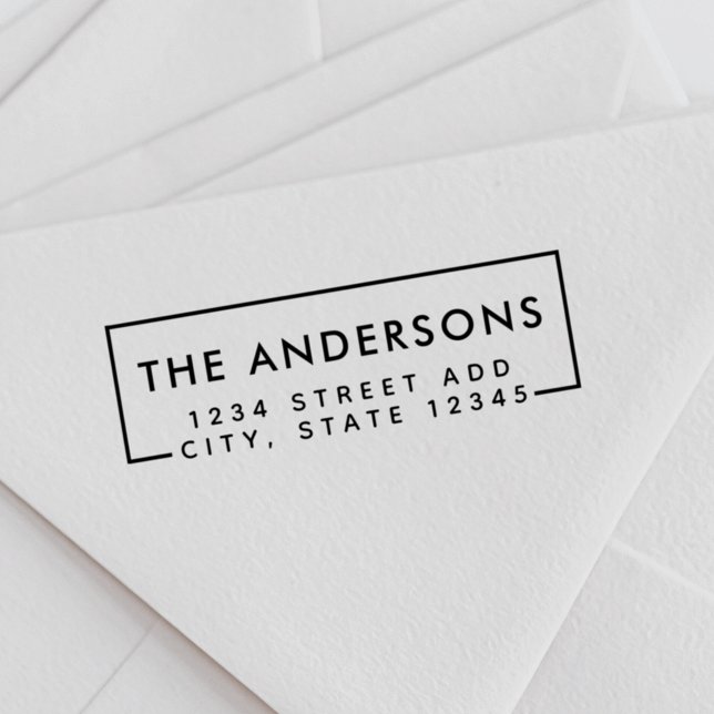 Carimbo De Borracha Endereço de retorno do nome da família mínima mode (Criador carregado)