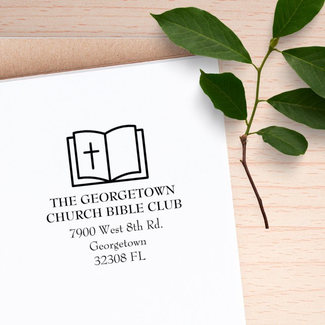 Carimbo De Borracha Endereço de Retorno Elegante Personalizado da bíbl (Criador carregado)