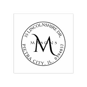 Carimbo De Borracha Endereço de retorno Família Cinzel Monograma