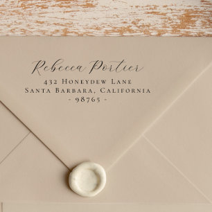 Carimbo De Borracha Endereço de Retorno Mínimo da Caligrafia Elegante 