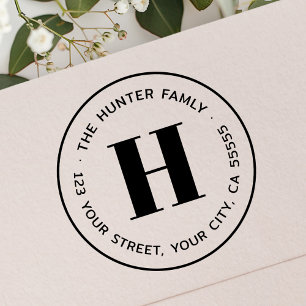 Carimbo De Borracha Endereço de retorno mínimo de monograma moderno