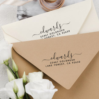 Carimbo De Borracha Endereço de Retorno Mínimo Moderno do Sobrenome de