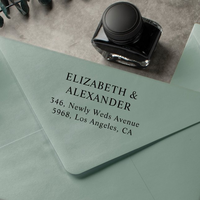 Carimbo De Borracha Endereço de retorno mínimo simples do casamento (Criador carregado)