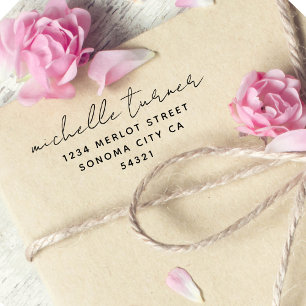 Carimbo De Borracha Endereço de Retorno Moderno de Script Mínimo