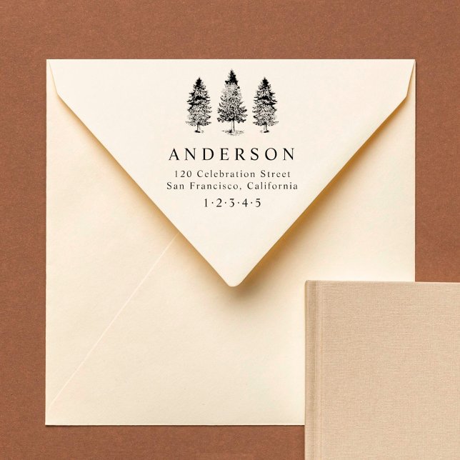 Carimbo De Borracha Endereço de Retorno Personalizado de Árvores de Pi (Criador carregado)