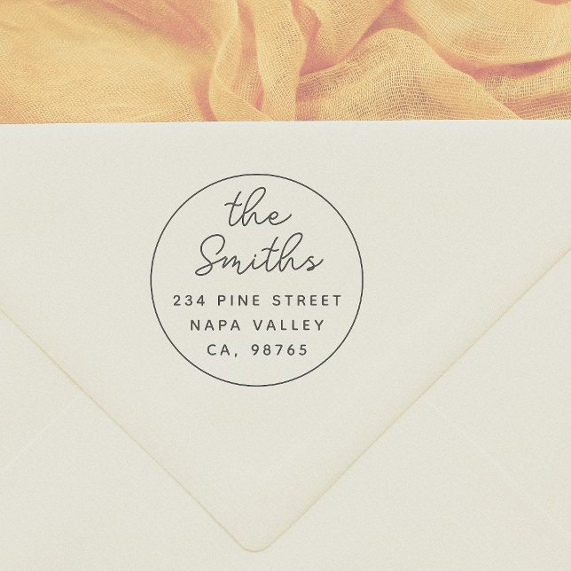 Carimbo De Borracha Endereço de Retorno Redondo Simples de Script Mode (Criador carregado)