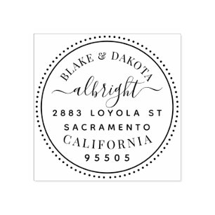 Carimbo De Borracha Endereço do Casal Casado Elegante Redondo Moderno