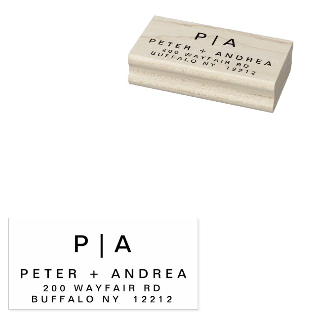 Carimbo De Borracha Endereço do Casal de Casamento Moderno (Carimbado)