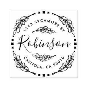 Carimbo De Borracha Endereço do remetente floral rústico