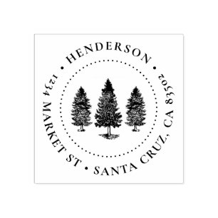 Carimbo De Borracha Endereço do remetente redondo do nome de família