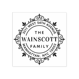 Carimbo De Borracha Endereço do remetente redondo do nome de família