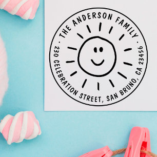 Carimbo De Borracha Endereço do remetente redondo feito sob encomenda