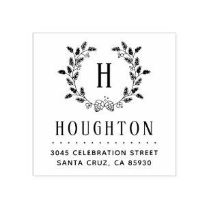 Carimbo De Borracha Endereço do remetente rústico do monograma da