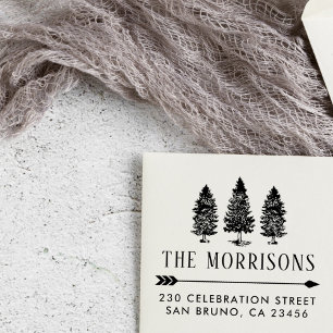 Carimbo De Borracha Endereço do remetente rústico do nome de famíli