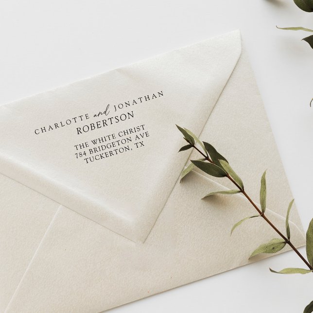 Carimbo De Borracha Endereço Moderno Simples Preto e Branco (Criador carregado)