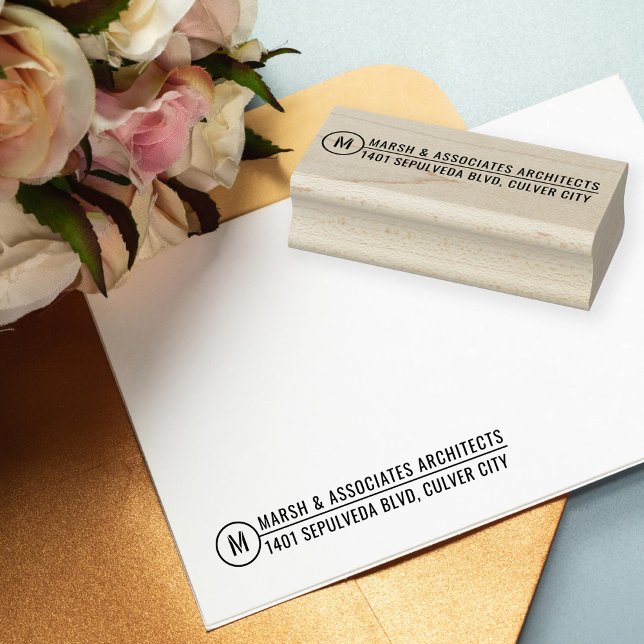 Carimbo De Borracha Endereço Monograma da Linha de Título da Arquitetu (Criador carregado)