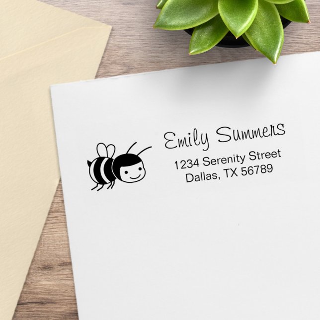 Carimbo De Borracha Endereço para devolução de abelhas Feliz (Criador carregado)