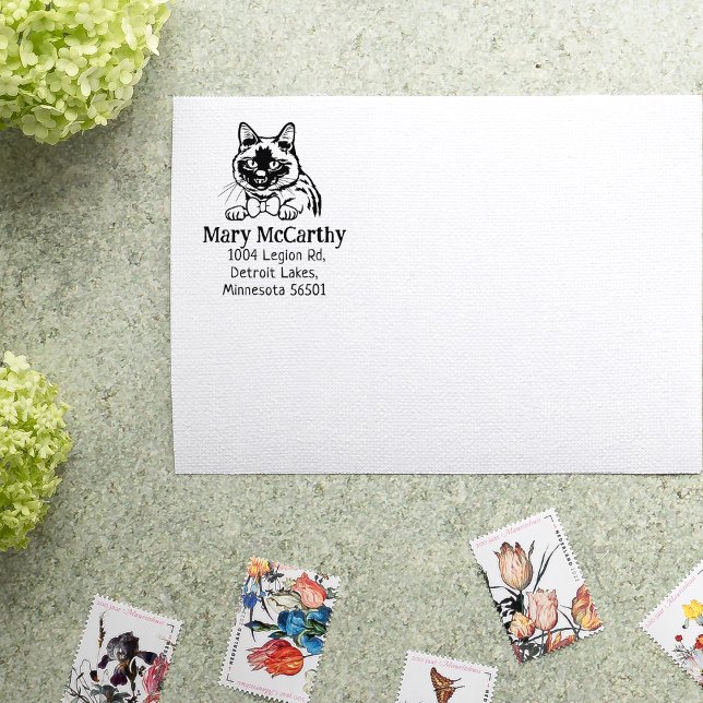 Carimbo De Borracha Endereço para devolução de gatos siameses (Criador carregado)