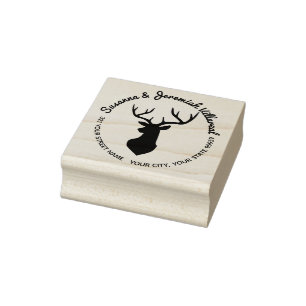 Carimbo De Borracha Endereço Rustic Buck Deer Head