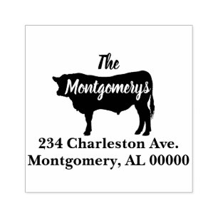 Carimbo De Borracha Endereço Rustic Bull Silhouette Family