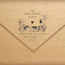 Carimbo De Borracha Endereço Rustic Wildflower Elegant Family Return