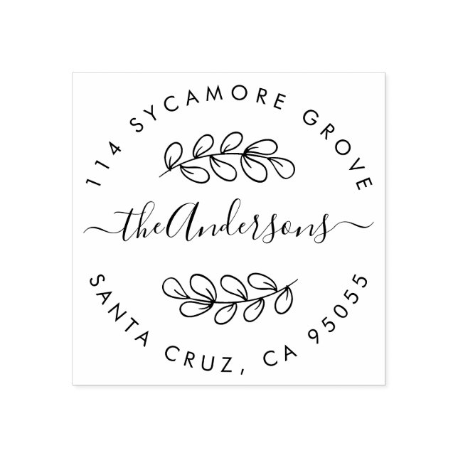 Carimbo De Borracha Endereços de Retorno de Nome da Família Wreath Des (Impressão)