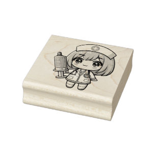 Carimbo De Borracha Enfermeira Chibi Cute - saúde, animação, medicina