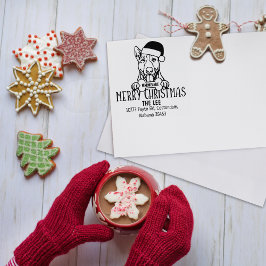 Carimbo De Borracha Engraçado Feliz Morada de Retorno de Cão de Natal