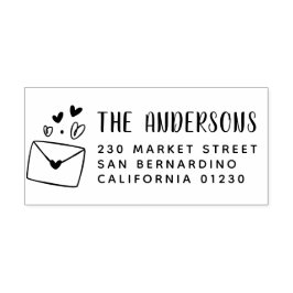 Carimbo De Borracha Envelope Coração Cortês Nome Moderno e Endereço de