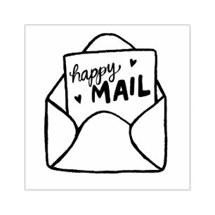 Carimbo De Borracha Envelope Feliz Correio Postal