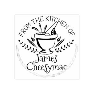 Carimbo De Borracha Ervas do pilão do almofariz culinárias da cozinh