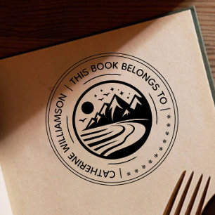 Carimbo De Borracha Esboço da Montanha Redonda Este livro pertence a