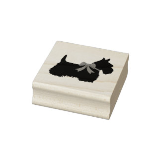 Carimbo De Borracha Escocesa terrier silhueta com arco