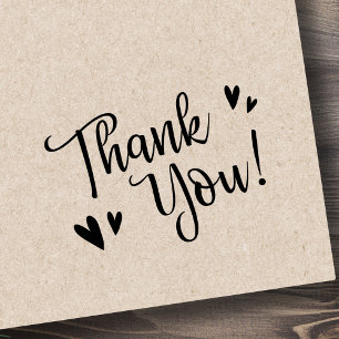 Carimbo De Borracha Escrito bonito e corações te obrigado