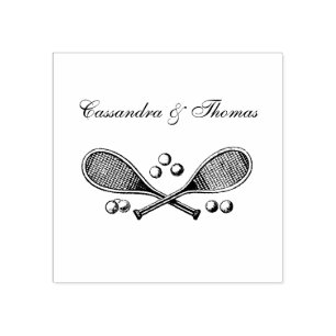 Carimbo De Borracha Esportes Vintage Cruzando Tênis Racquet Tênis Ba