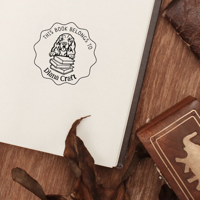Carimbo De Borracha Este Livro Pertence A, Cute Cocker Spaniel (Criador carregado)