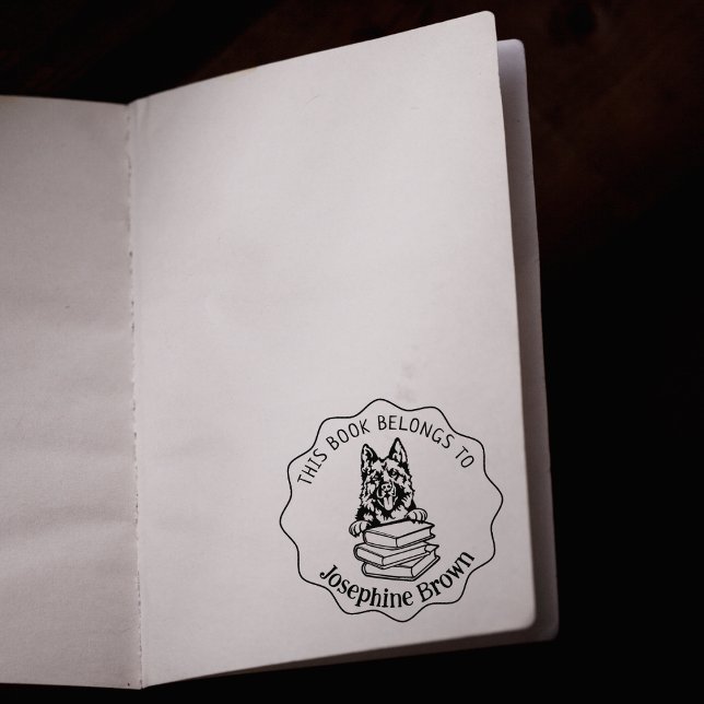 Carimbo De Borracha Este Livro Pertence A, German shepherd Bonito (Criador carregado)